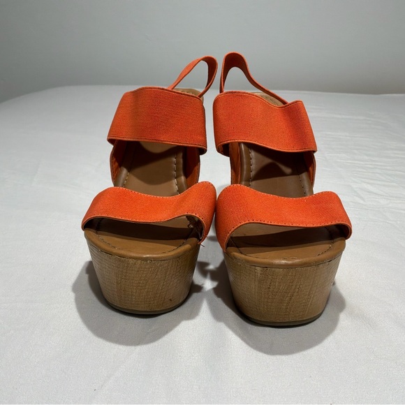 Candie’s Orange Elastic Strap Platform Wedge Sandals Slingback Open Toe Womens - Picture 4 of 7